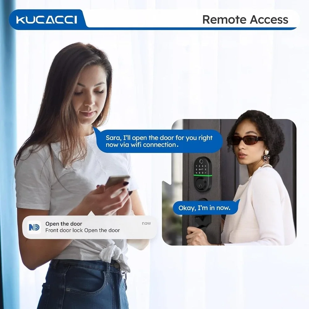 Keyless Entry WiFi Smart Deadbolt -Fingerprint Door Lock with WiFi Gateway